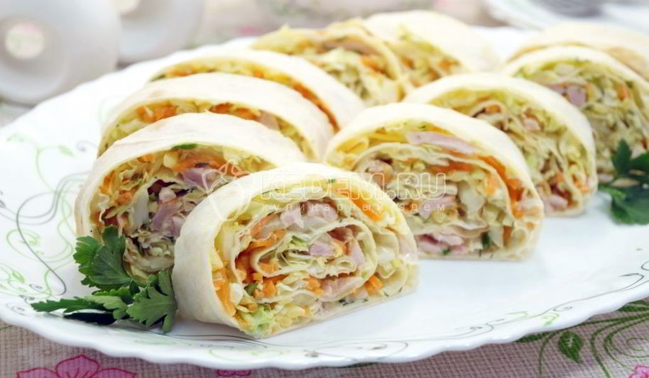 Рецепт быстрой закуски из лаваша