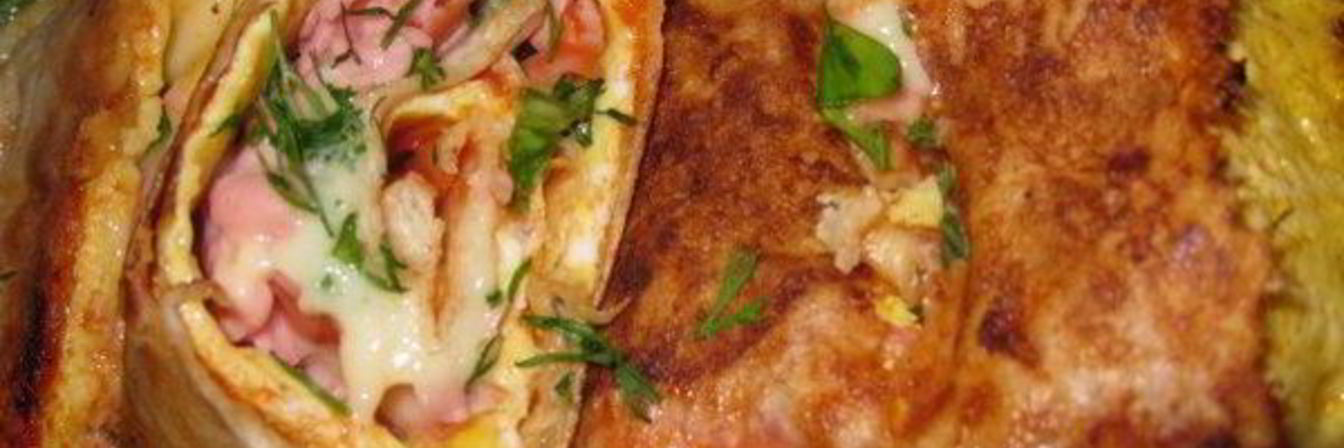 Фаршированный лаваш с сыром и колбасой