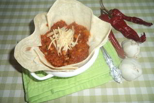 Фасоль с фаршем и лавашиком