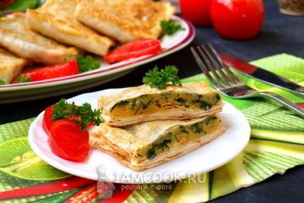 Конвертики из лаваша с сыром и зеленью