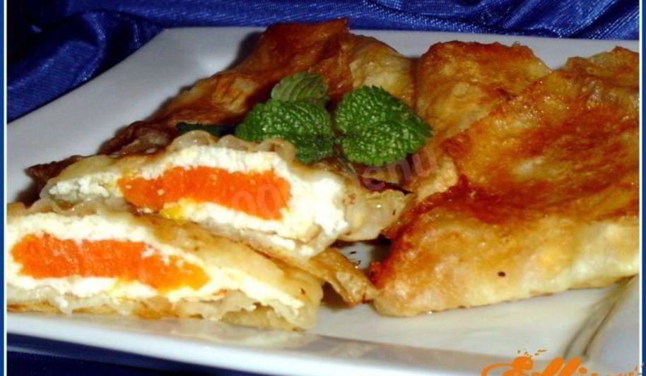 Рецепт конвертиков из лаваша с тыквенно-творожной начинкой