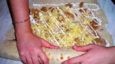 лаваш с грибами и курицей