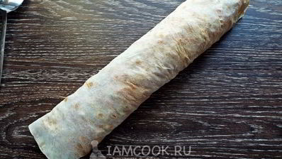 лаваш с корейской морковкой и ветчиной