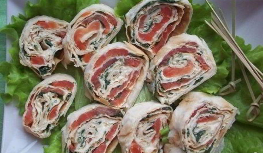 Рецепт лаваша с красной рыбой и сыром