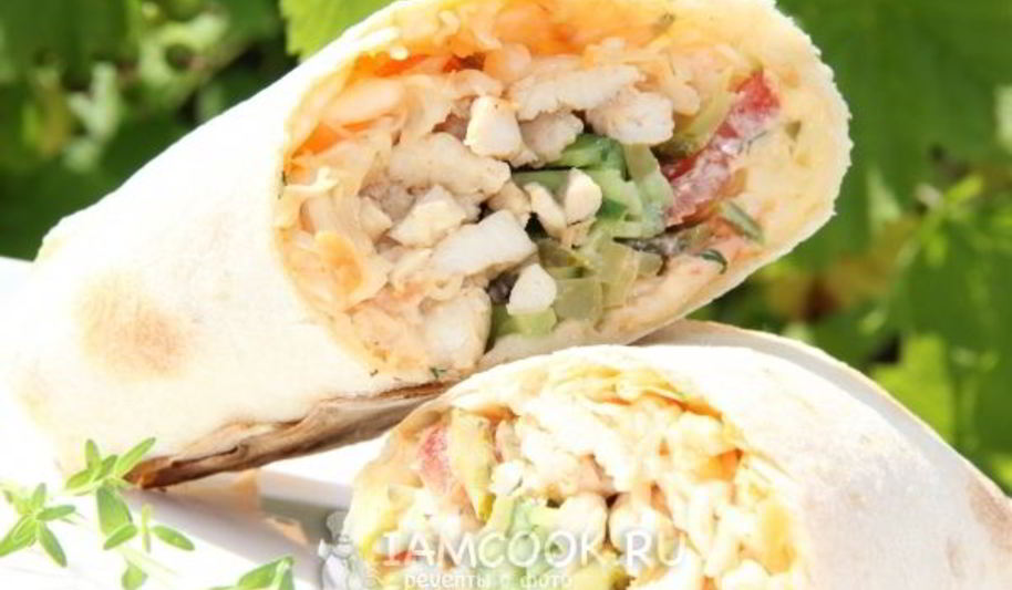 Рецепт лаваша с курицей и овощами
