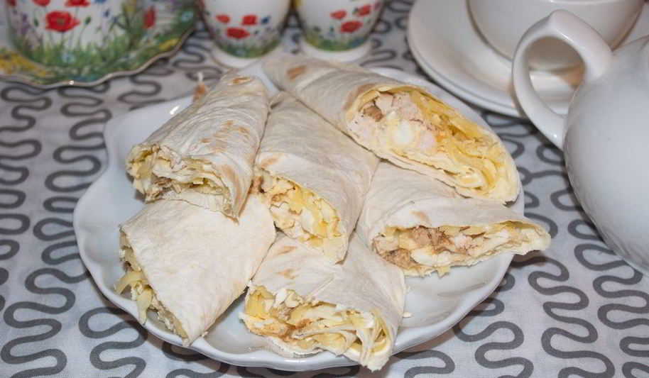 Рецепт лаваша с курицей и яйцом