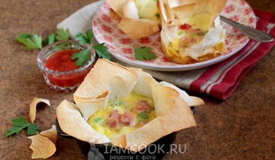 Рецепт лаваша с ветчиной и яйцом