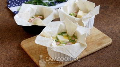 лаваш с ветчиной и яйцом