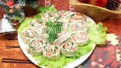 рулетики из лаваша с красной рыбой