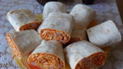 рулетики из лаваша с морковкой
