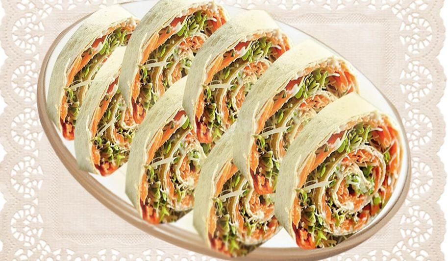 Рецепт рулетов из лаваша с крабовыми палочками и корейской морковью