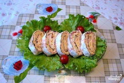 Рулеты из лаваша с крабовыми палочками