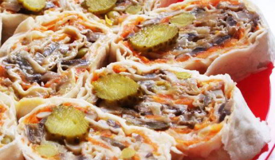 Рецепт рулетов из лаваша вегетарианские