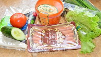 сосиска в лаваше с корейской морковкой