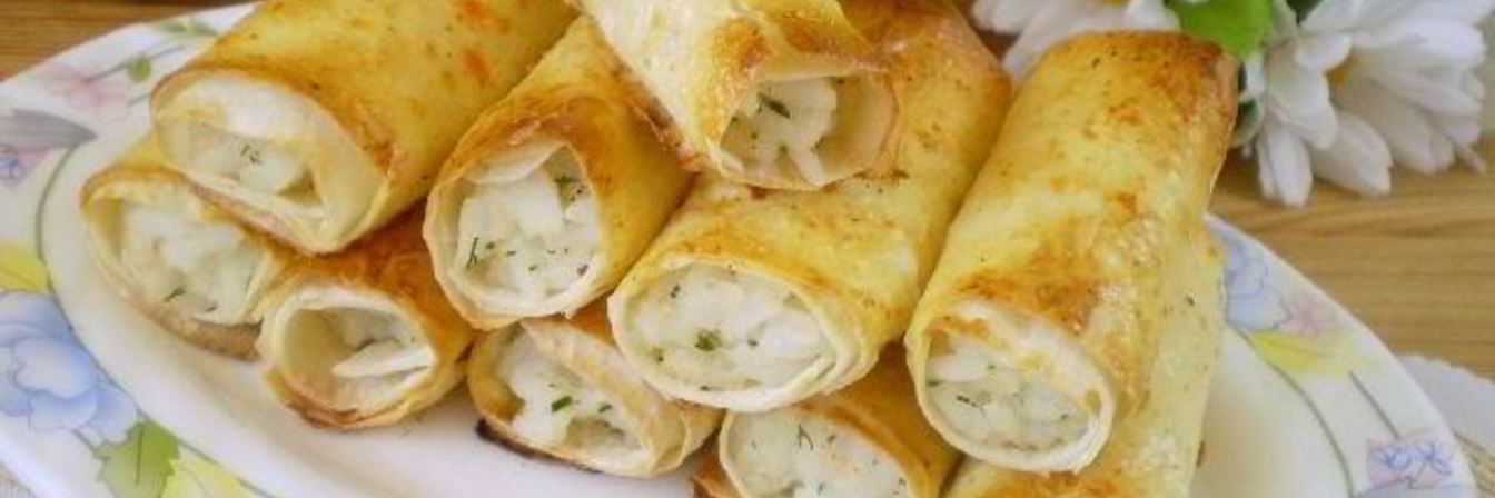 Трубочки из лаваша, запеченные в духовке