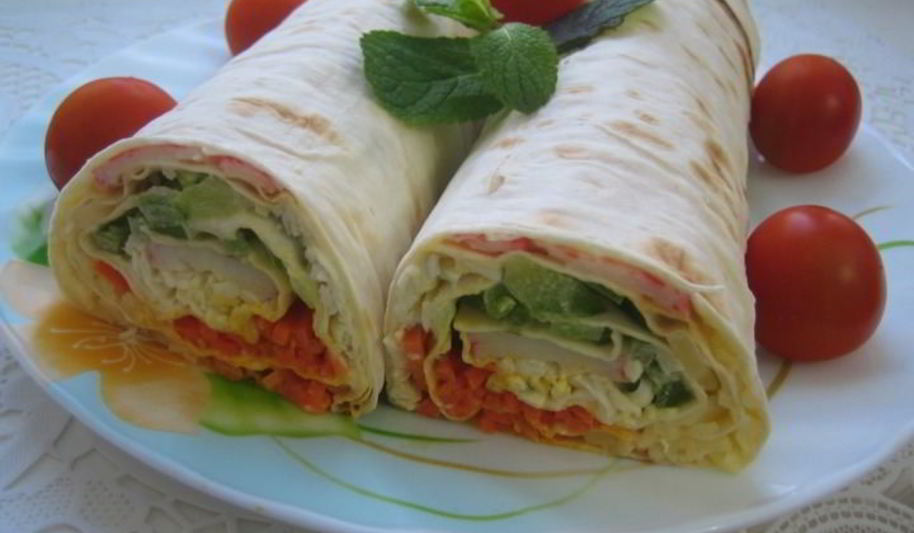 Рецепт цветного рулета из лаваша