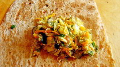 закуска из лаваша с курицей и баклажанами