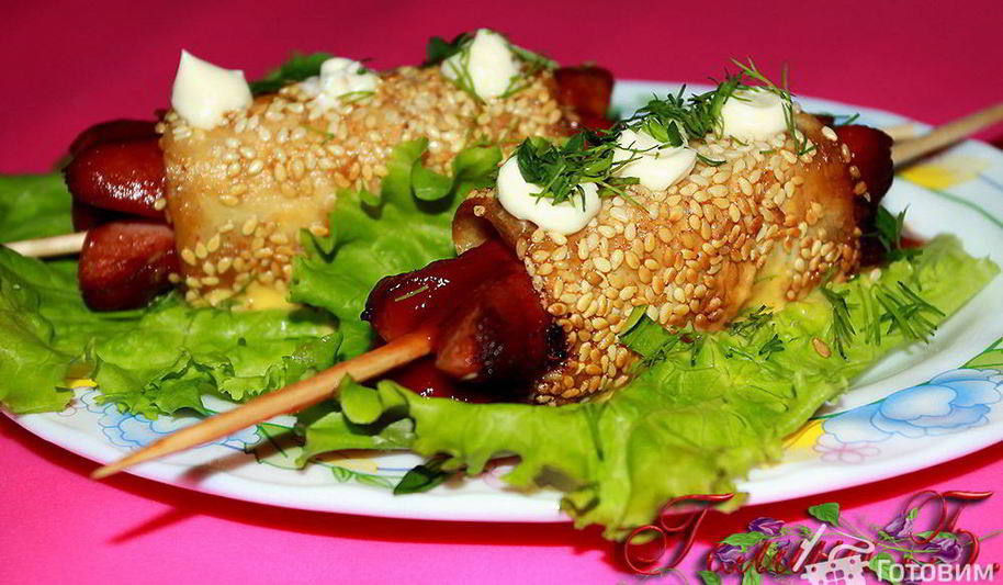 Рецепт закусочных сосисок в лаваше