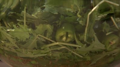 кефта из баранины на лепешке с кунжутом