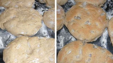 пшенично-ржаные лепешки с луком