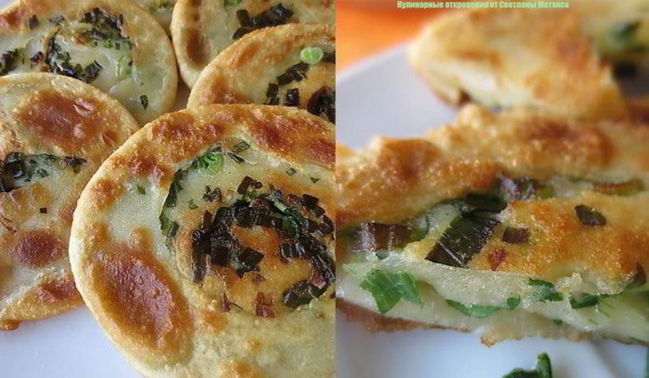 Рецепт слоеных лепешек с зеленым луком