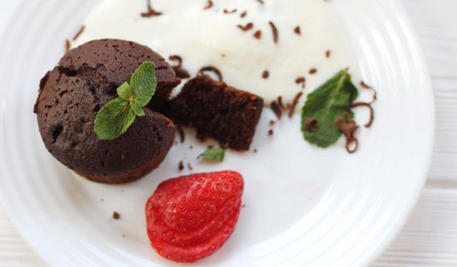 Рецепт шоколадных маффинов со свежими ягодами и пломбиром