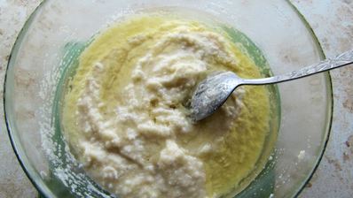 постный кекс-манник с кокосом и персиками