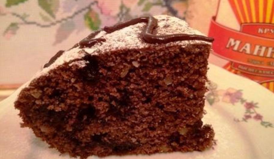 Рецепт шоколадного манника с черникой и кедровым орехом