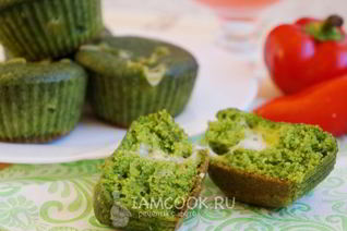 Зеленые мини-манники с сыром в мультиварке