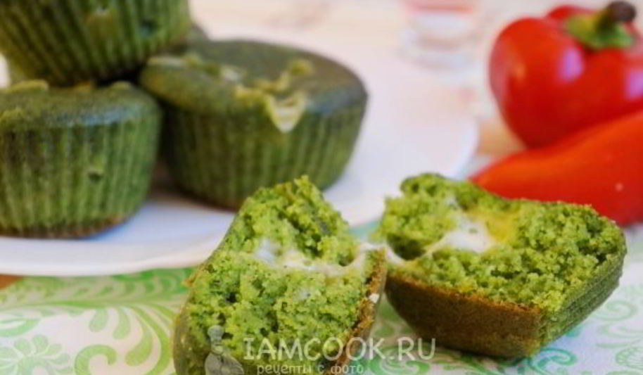 Рецепт зеленых мини-манников с сыром в мультиварке