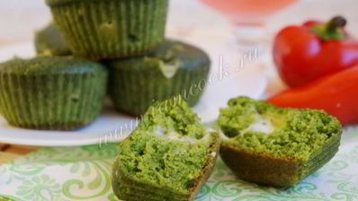 зеленые мини-манники с сыром в мультиварке