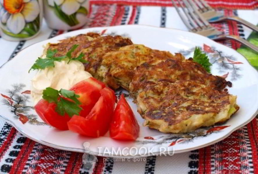 Оладьи из кабачков с овсяными хлопьями