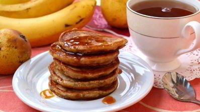 оладьи с грушами и бананом