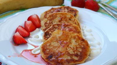 творожно-банановые оладьи