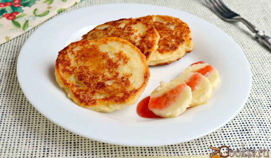 Рецепт творожных оладий с овсянкой и бананом