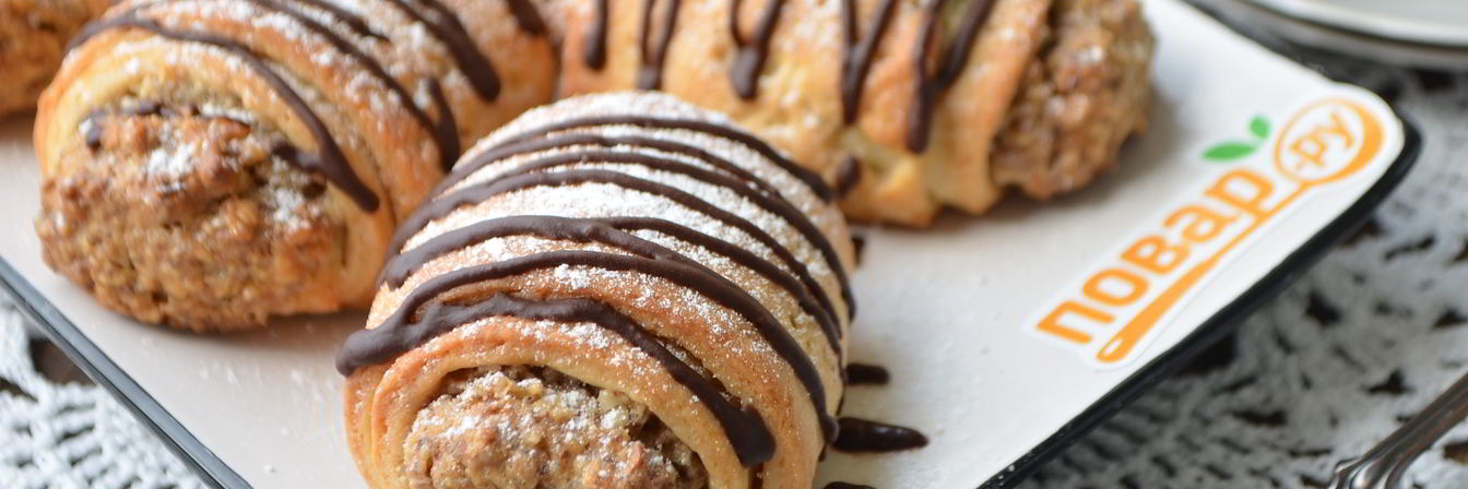 Ореховые рулетики из творожного теста