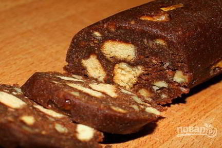 Колбаска из печенья с какао