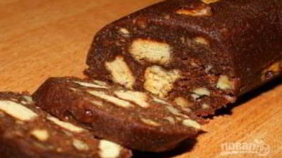 колбаска из печенья с какао