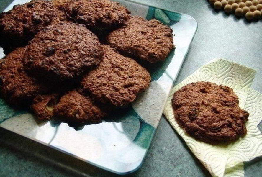 Овсяное шоколадное печенье с бананом