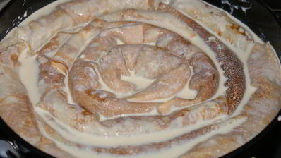 блинный пирог с курицей и грибами