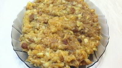 блинный пирог с яблоками и бананами