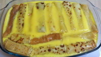 блинный пирог с яблоками и бананами