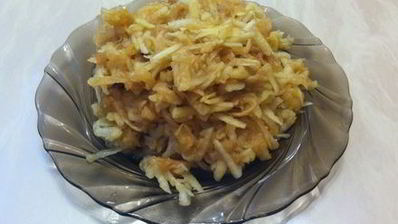 блинный пирог с яблоками и бананами