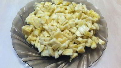 блинный пирог с яблоками и бананами