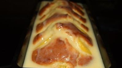 йогуртовый пирог с персиками в сливочной заливке