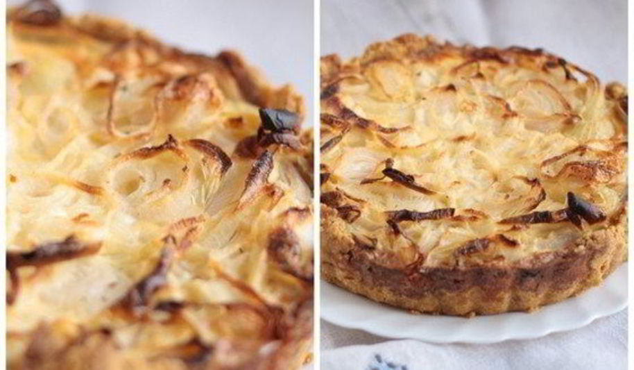 Рецепт лукового пирога со сметанной заливкой