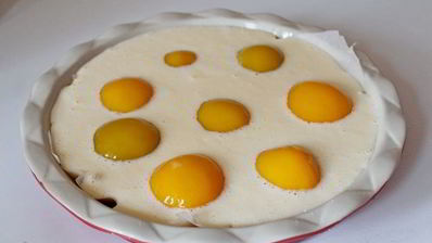 насыпной пирог с персиками