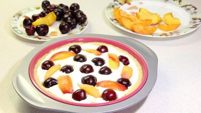 песочный пирог фрукты творог щавель