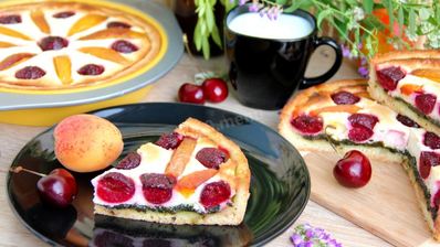 песочный пирог фрукты творог щавель