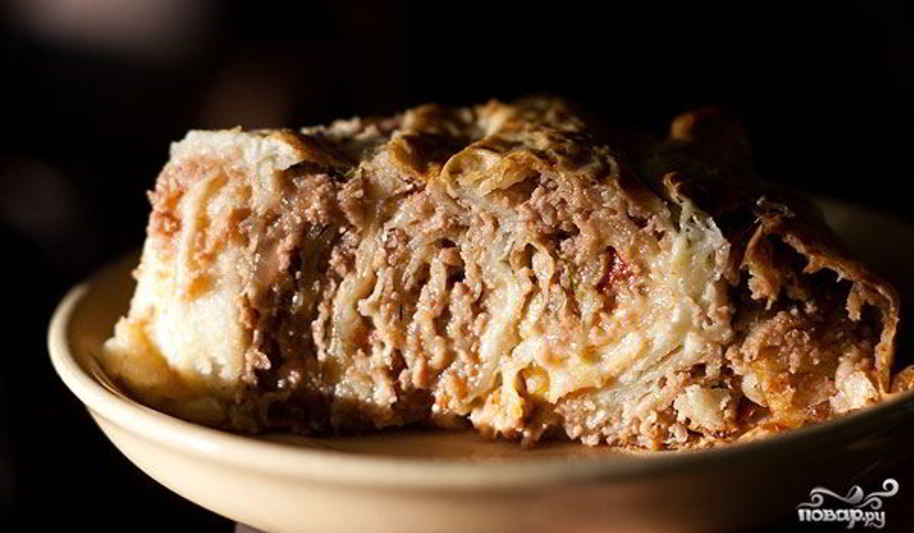 Рецепт пирога из лаваша с фаршем